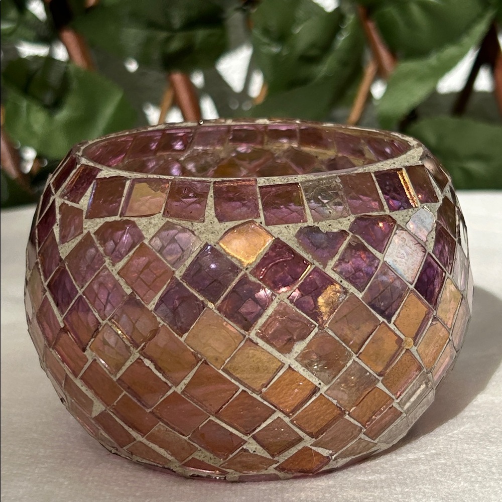 Vintage Nordstrom 2001 Glass Mosaic Votive Candle Holder Tea Light Home Decor